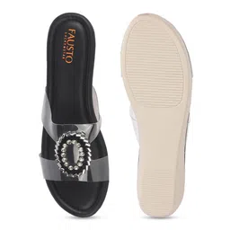 FAUSTO Women Open Toe EmbellishedWedge Sandals image 2