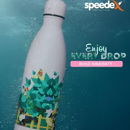 Speedex Multicoloured & Multicoloured Single Stainless Steel Printed Double Wall Vacuum Water Bottle image 4