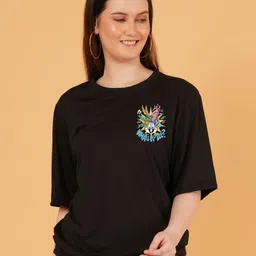 Kushi Flyer Women Graphic Printed Round Neck Cotton Oversized T-shirt-picture-28