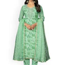 HERE&NOW Floral Embellished Unstitched Dress Material-picture-38