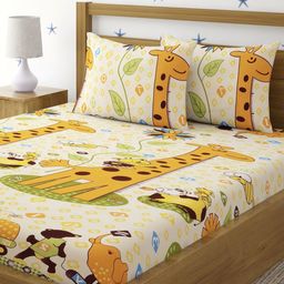 Myntra Elegant Homes Cartoon Characters Printed Queen Size Bedsheet with 2 Pillow Covers-picture-25