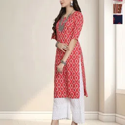 HERE&NOW Women Pack Of 3 Ethnic Motifs Printed Daily Straight Kurtas-image-81