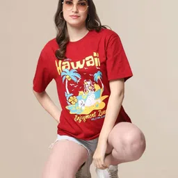 Mast & Harbour Women Pack of 3 Cotton Printed Longline T-shirt image 5