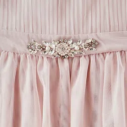 R&B Girls Accordion Pleats Embellished Flutter Sleeves Fit and Flare Midi Dress image 2