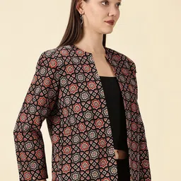 Indyvarna Women Printed Open-Front Pure Cotton Tailored Coat image 5