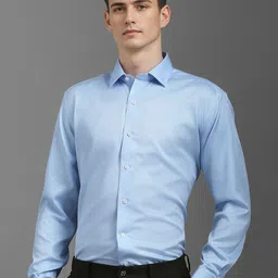 Luxure by Louis Philippe Men Textured Cotton Formal Shirt-image-49