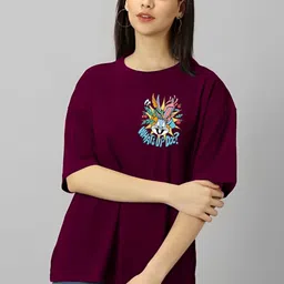 LECOWAR Women Printed Applique T-shirt-image-37