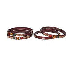 1ST TIME Set Of 12 Green Alloy Artificial Stones & Beads Antique Bangles image 4