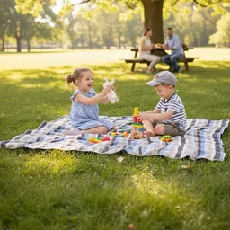 Tharunsha Elite Brown & Blue 2 Pieces Striped Pure Cotton AC Room Blanket image 4