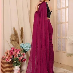 Anouk Embellished Mukaish Satin Saree image 2