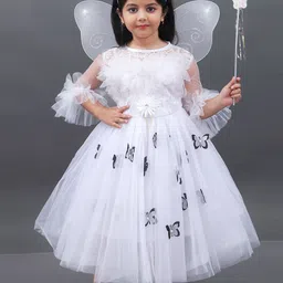 kids fashion hub Bell Sleeve Georgette Fit & Flare Dress-picture-33