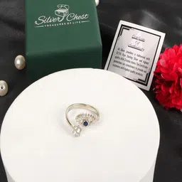 Silver Chest 925 Pure Sterling Silver Cubic Zirconia Studded Adjustable Finger Ring image 1