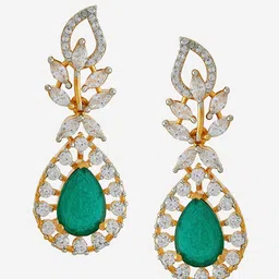 Kushal's Fashion Jewellery Gold-Plated Zircon Studded Party Classic Drop Earrings image 2