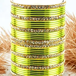 Vidhya Kangan Set Of 32 Gold-Plated Stone-Studded Bangles image 3