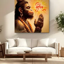 999Store Brown & Red Canvas Lord Hanuman Wall Art-picture-30