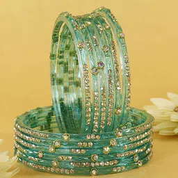 LAVAZZA Set Of 12 Zircon-Studded Glass Bangles-image-67