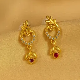 Grishma American Diamonds Studded Teardrop Shaped Drop Earrings-picture-30