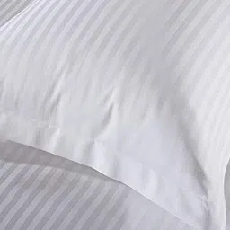 Bajo's White Striped 300 TC Queen Bedsheet with 2 Pillow Covers image 4