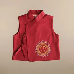 BownBee Boys Ethnic Motifs Angrakha Pure Cotton Kurta with Pyjamas-picture-18