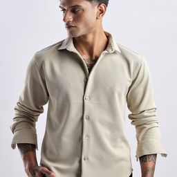 NEVER NEUD Men Waffle Dobby Regular Slim Fit Casual Shirt-picture-24
