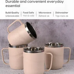 eha Beige 4 Pieces Textured Microwave Safe Mugs image 5