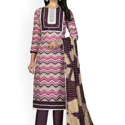 HERE&NOW Embellished Unstitched Dress Material-picture-21