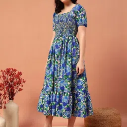 LookShine Floral Printed Fit & Flare Midi Dress image 3