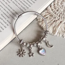 Octagon hub Unisex Brass Silver-Plated Charm Bracelet image 4