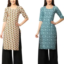 Ethnic basket Women Pack Of 2 Multicoloured Crepe Kurtas-picture-20