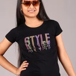 V-Mart Girls Typography Printed Round Neck Cotton T-shirt image 4