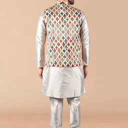 PRINTINDIA Men Regular Pure Silk Kurta with Trousers image 2