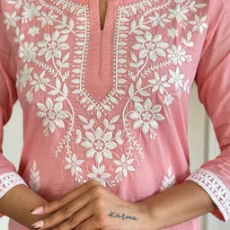 CANIZZARO Women Ethnic Motifs Embroidered Regular Thread Work Pure Cotton Kurta with Trousers & With Dupatta image 4