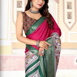 J 6 DESIGNER Ethnic Motifs Woven Design Zari Saree image 3