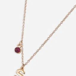 ToniQ Gold-Plated Rhinestone Studded S-Shaped Pendant With Chain-picture-12