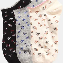 N2S NEXT2SKIN Women Pack Of 3 Blossom Pattern Cotton Ankle-Length Socks-picture-31