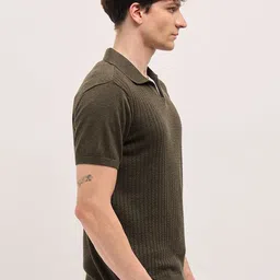THE BEAR HOUSE Men Self Design Polo Collar Cotton Slim Fit T-shirt image 2
