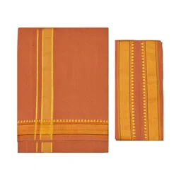 TUNI MANI Men Cotton Padi Pettu Border Dhoti With Towel image 5