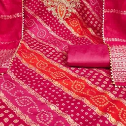 Panzora Bandhani Printed Sequence Unstitched Dress Material image 2
