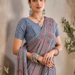 INDONIQ Floral Printed Saree With Unstitched Blouse-picture-31
