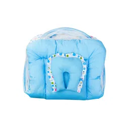 ADORE STUFF Infants Blue Circle Printed Pure Cotton Foldable Flat Baby Bed image 3