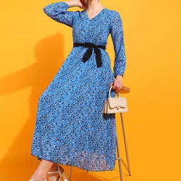 CORSICA Floral Print Georgette Fit & Flare Midi Dress image 4