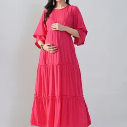 Aaruvi Ruchi Verma Bell Sleeve Maternity Maxi Dress-image-19