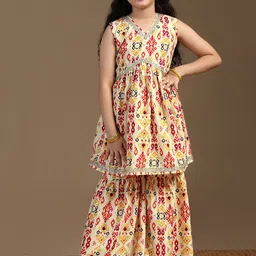 BAESD Girls Ethnic Motifs Printed Regular Sequinned A-Line Kurta with Sharara-picture-47
