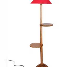 Devansh Red Conical Wooden Floor Lamp image 4