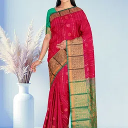 The Chennai Silks Woven Design Zari Art Silk Handloom Baluchari Saree image 4