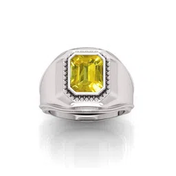 RRVGEM 5.00 KT Silver Plated Yellow Pukhraj Gemstone Adjustable Ring-picture-14