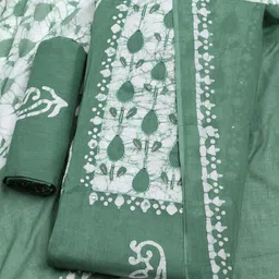 Meena Bazaar Women Printed Unstitched Kurta With Pant & Dupatta image 1
