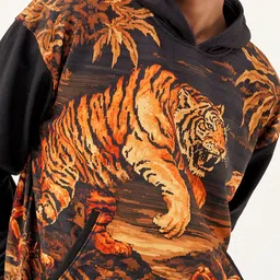 Clazzey Men Printed Hooded Sweatshirt image 2