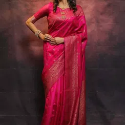 sanjana  silk SANJANA SILK Woven Design Zari Silk Blend Kanjeevaram Saree-picture-18