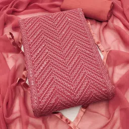 LeeliPeeri Designer Embroidered Unstitched Dress Material image 1